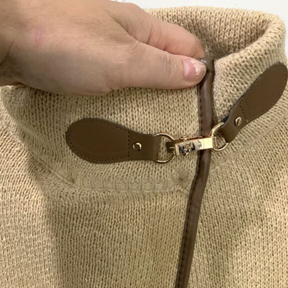 LC Lauren Conrad Cloak/Cape in Beige/Tan w/ Faux Leather Trim One Size Fits All - Picture 6 of 12